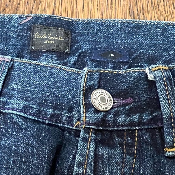 Men’s 30W 32L Paul Smith Dark Faded Wash Denim Jeans Flat Front APC Lux Pants - Picture 4 of 13